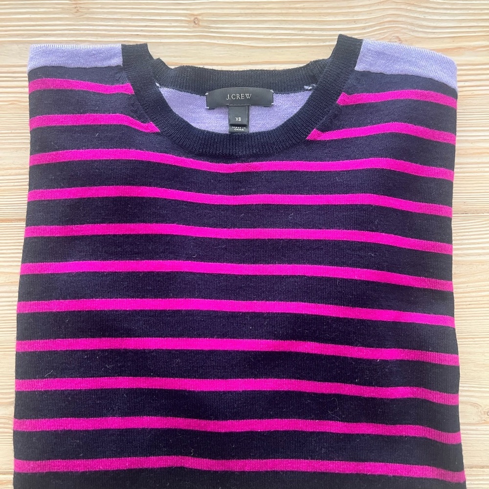 J.Crew Color Block and Stripe Merino Sweater – XS, Tunic Length